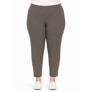 Wynne Layers Pull-On Ankle Pants 1X Taupe Brown Stretch Slim Leg